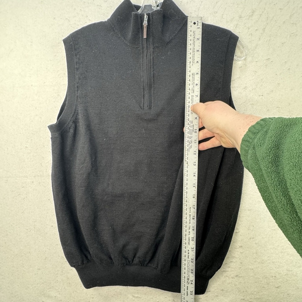 Fairway & Greene Black Baruffa Merino Lined Men's Golf Zip Vest Size Medium - Picture 8 of 11